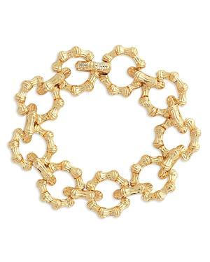 Womens Bamboo 18K-Gold-Plated & Cubic Zirconia Chain Bracelet Product Image