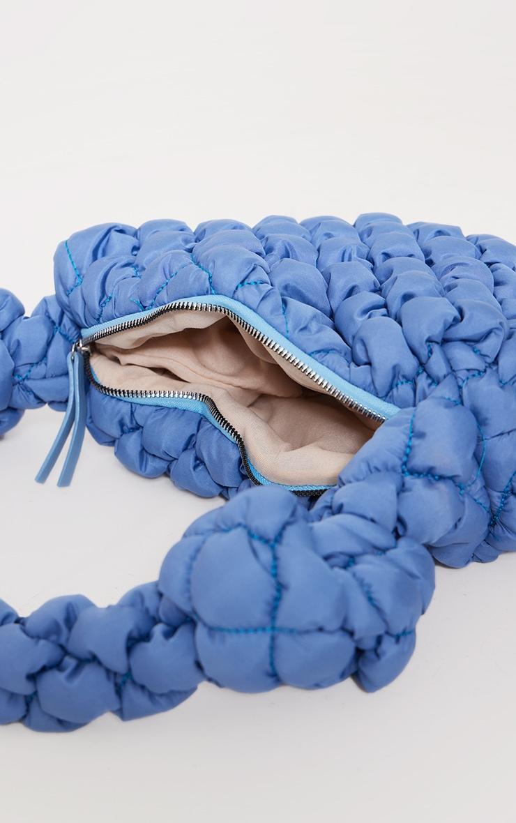 Blue Padded Knot Zip Shoulder Bag Product Image