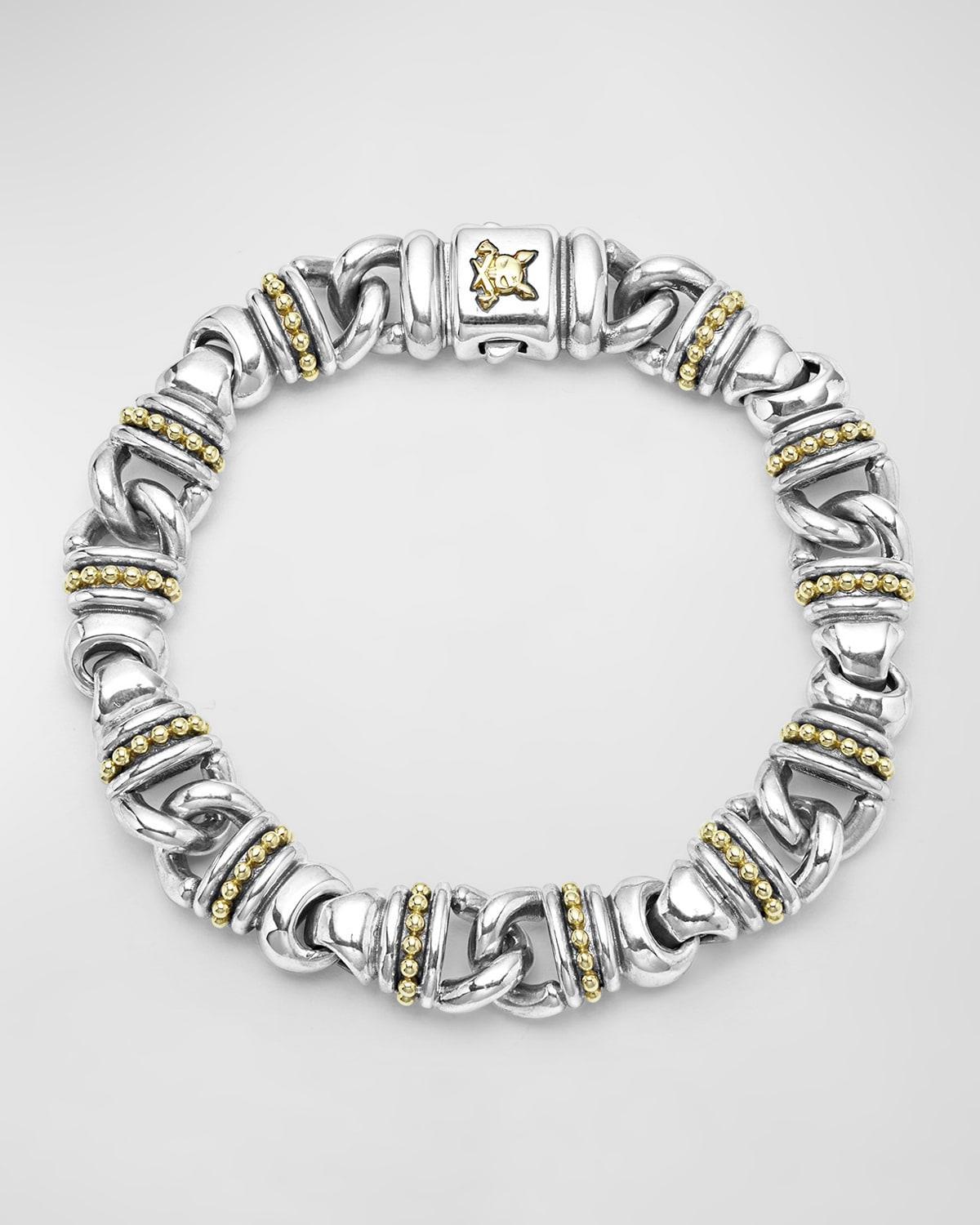 Lagos Mens 18K Yellow Gold & Sterling Silver Anthem Beaded Link Bracelet - 100% Exclusive Product Image