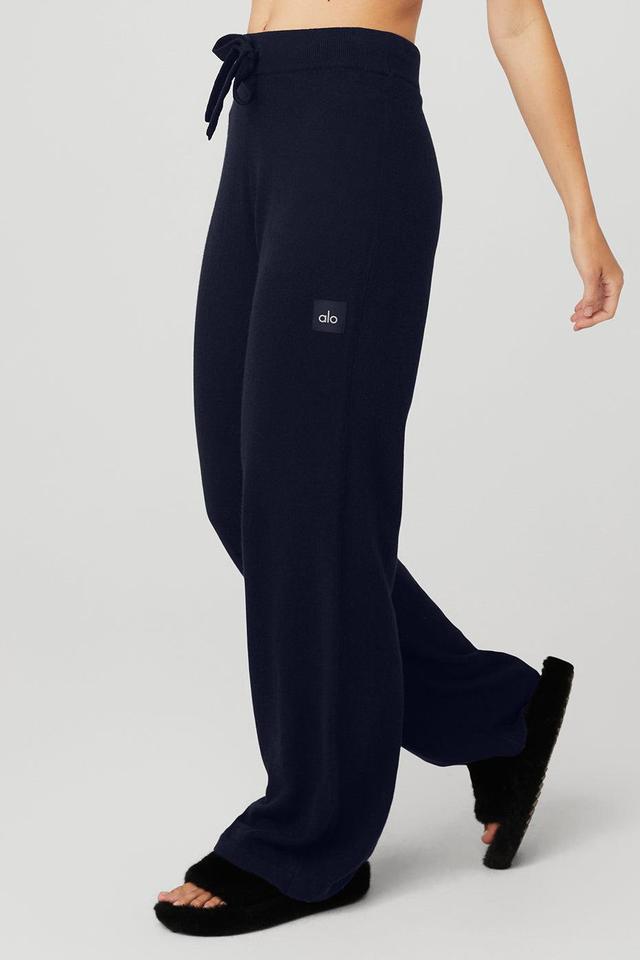 Cashmere High-Waist Jet Set Wide Leg Pant - Navy Product Image