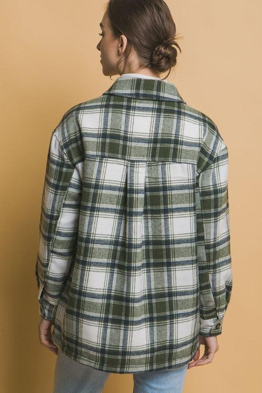 Plaid Shacket with Sherpa Lining Product Image