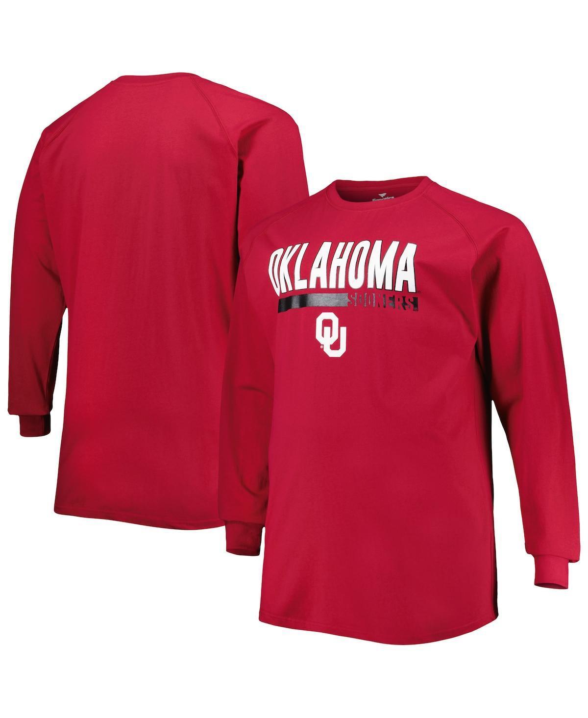 Mens Crimson Oklahoma Sooners Big and Tall Two-Hit Raglan Long Sleeve T-shirt Product Image