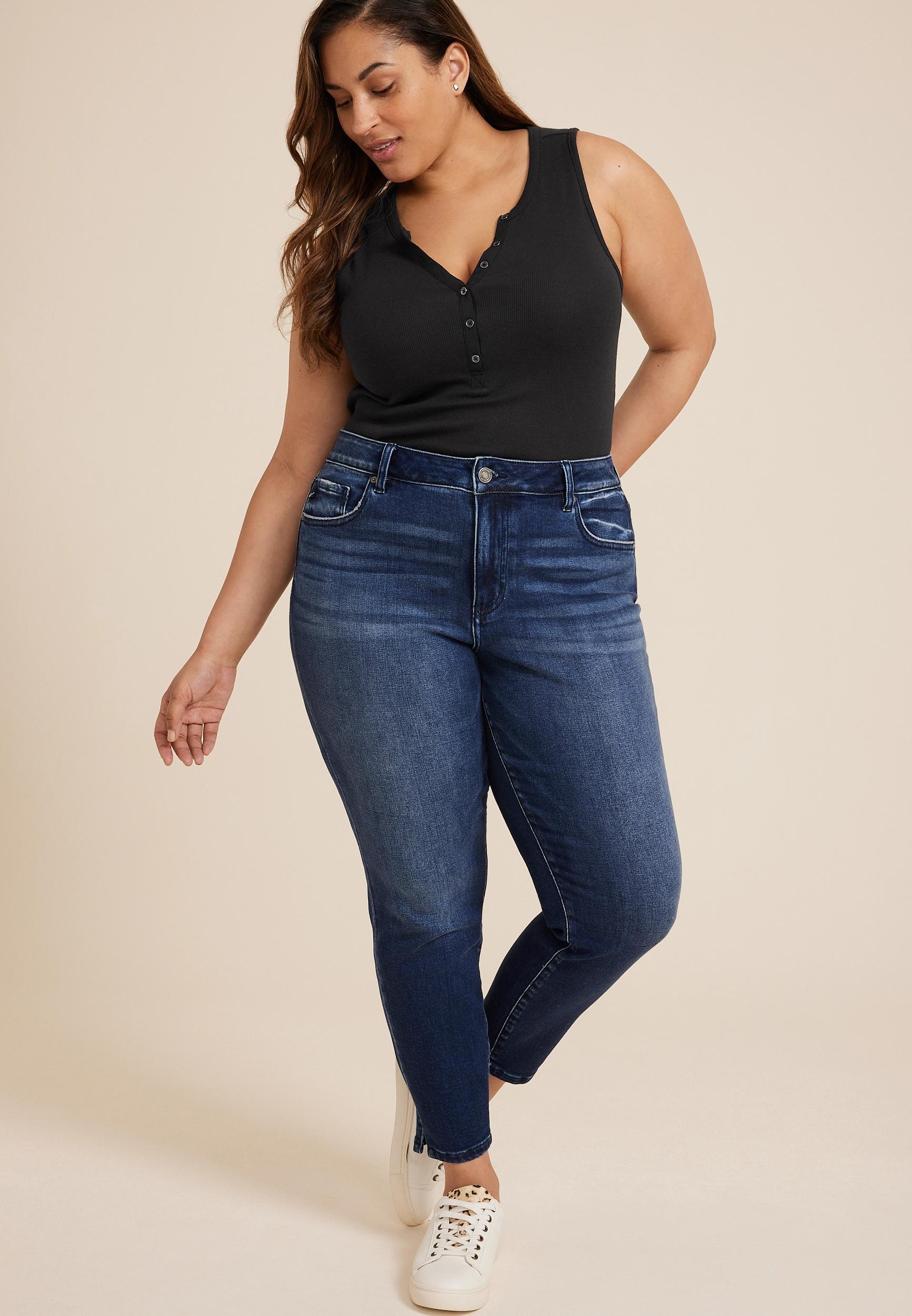 Kancan Plus Size Kancan Womens Curvy High Rise Dark Skinny Jeans Blue Size 22W - Maurices Product Image