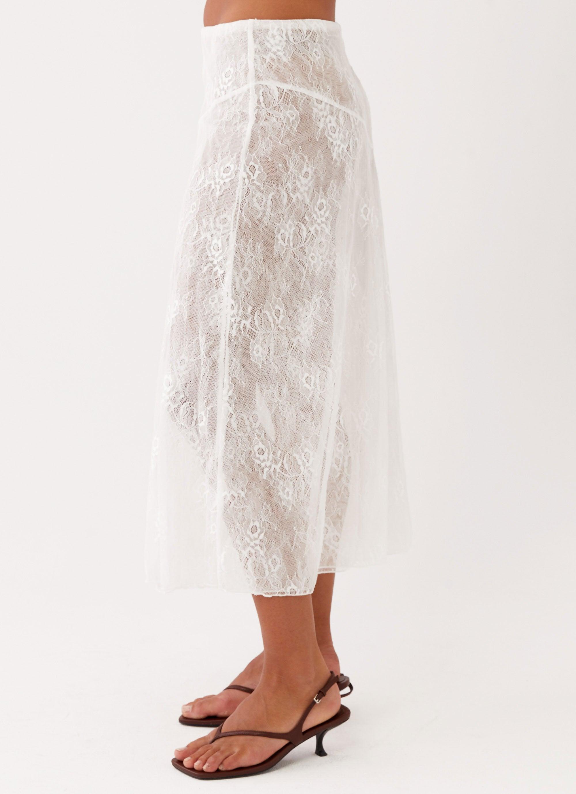 Alara Midi Skirt - White Product Image