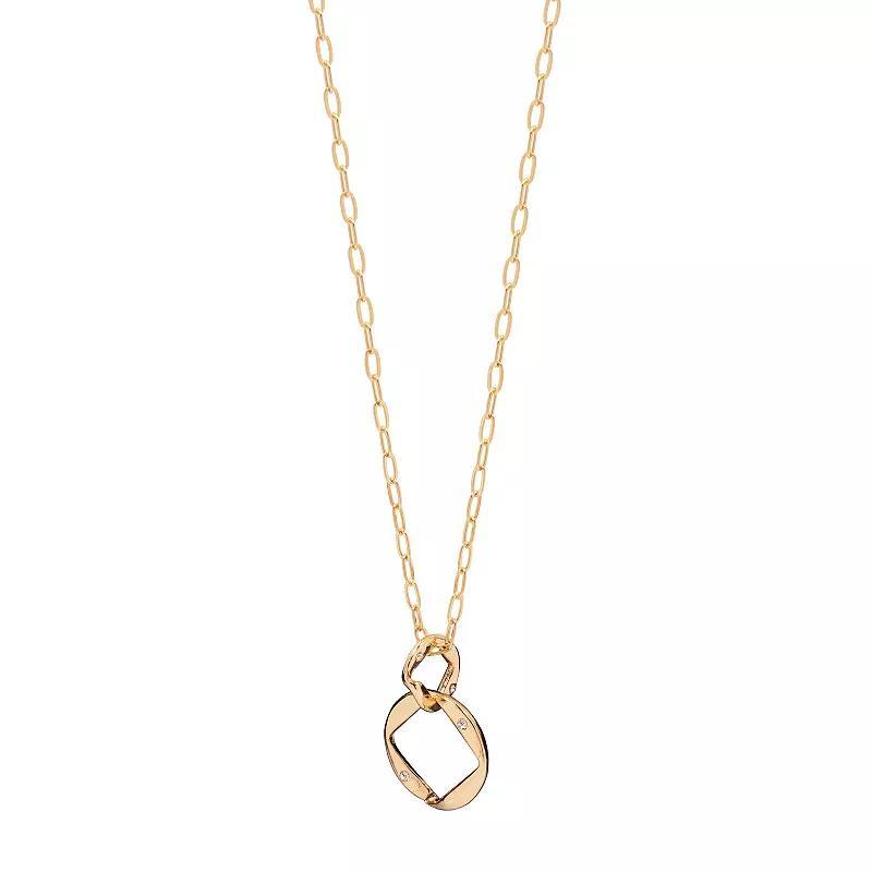 LC Lauren Conrad Gold Tone Diamond Cut-Out Long Pendant Necklace, Womens, Clear Product Image