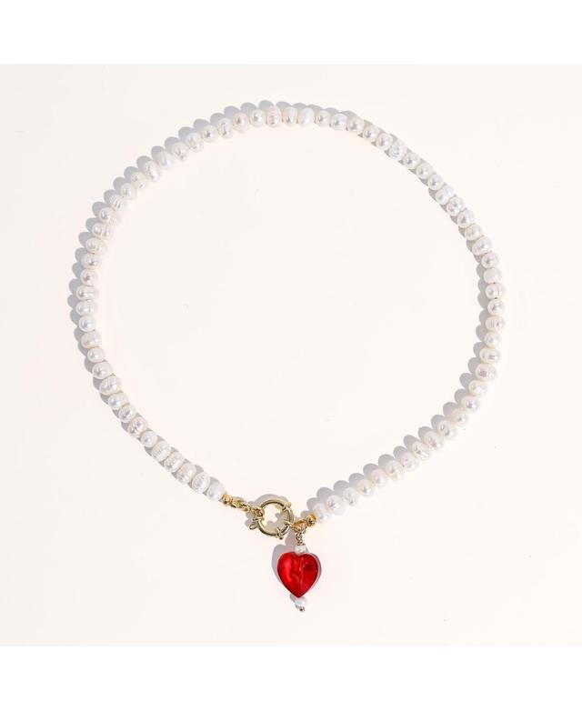 Kokoro Freshwater Pearl Heart Necklace 16 For Women Product Image