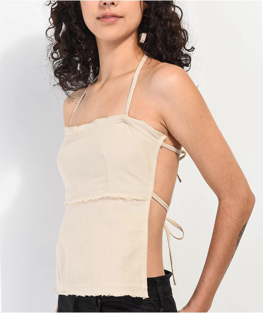 Motel Aine Natural Halter Top Product Image