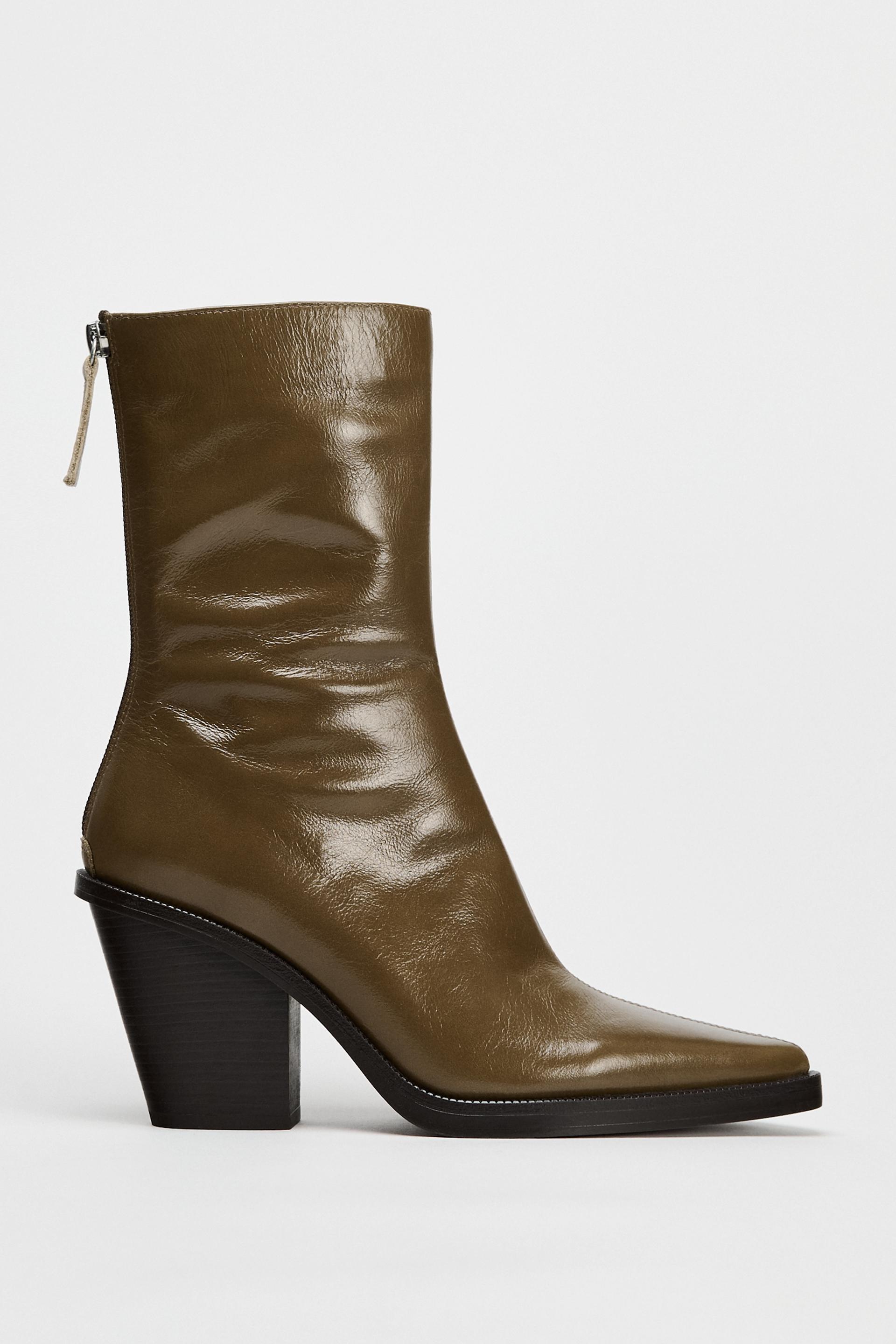 HEELED LEATHER ANKLE BOOTS Product Image