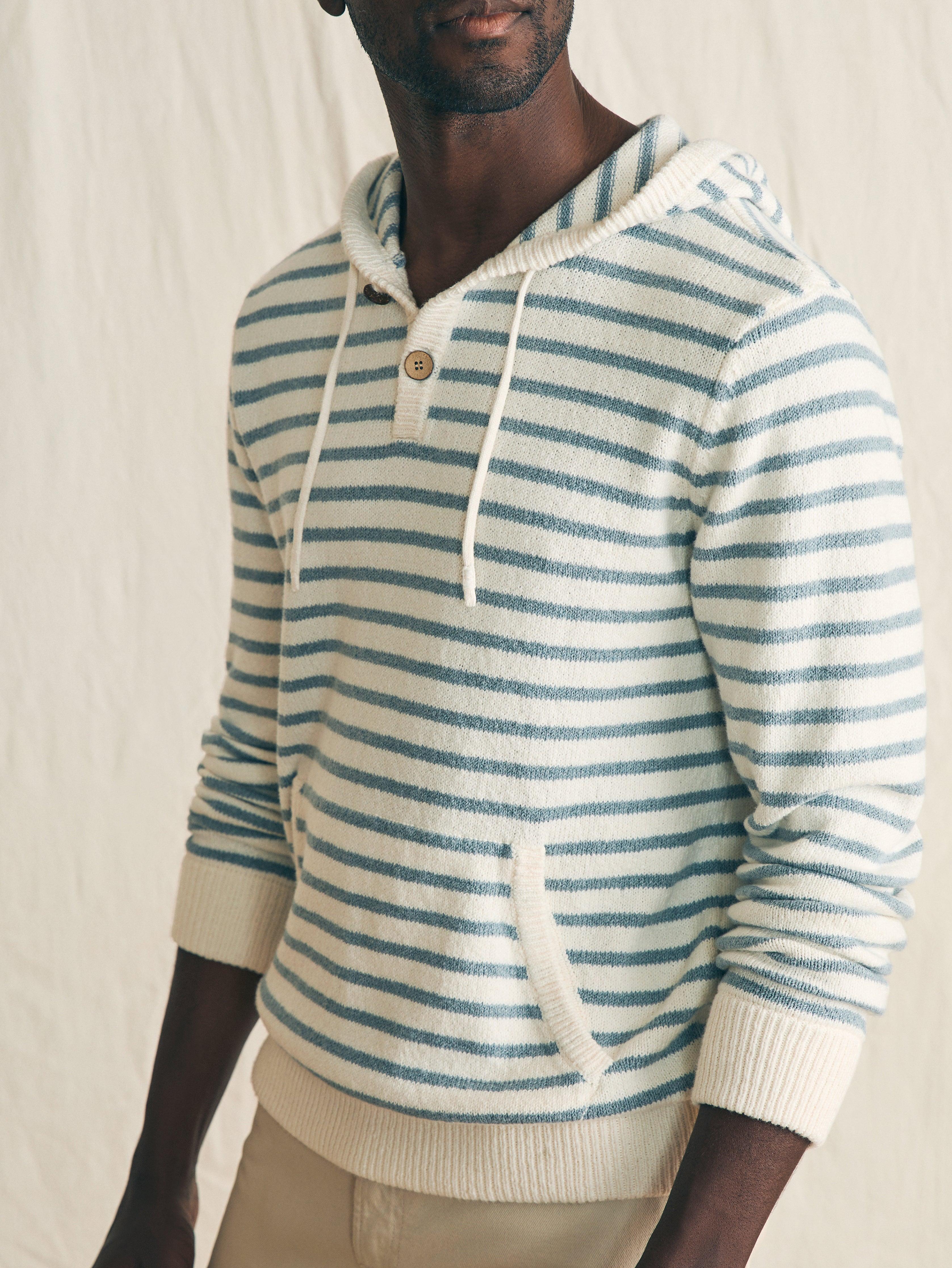 Cove Sweater Hoodie - Ivory Chambray Stripe Male Product Image