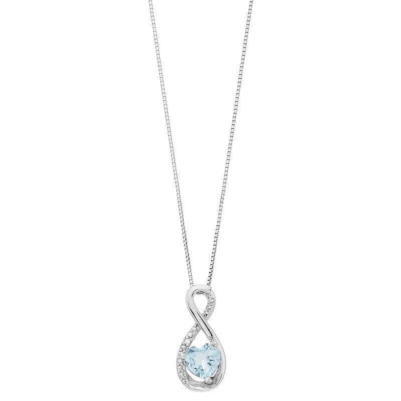 Gemminded Sterling Silver Blue Topaz & Diamond Accent Infinity Pendant, Womens Product Image