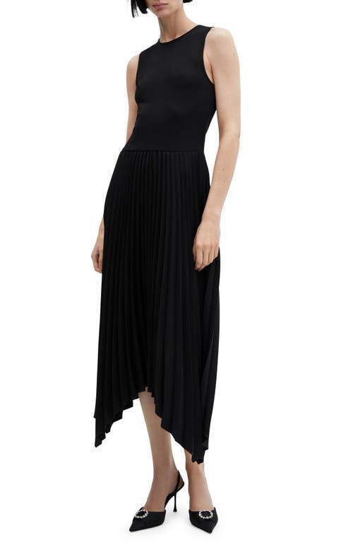 Mango Womens Asymmetrical Pleated Dress Product Image