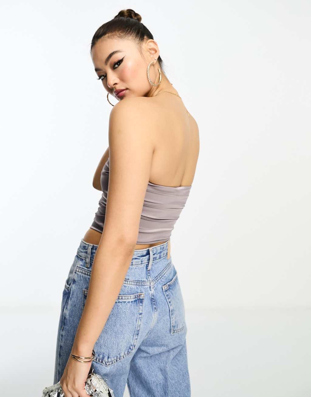 ASOS DESIGN satin corset top Product Image