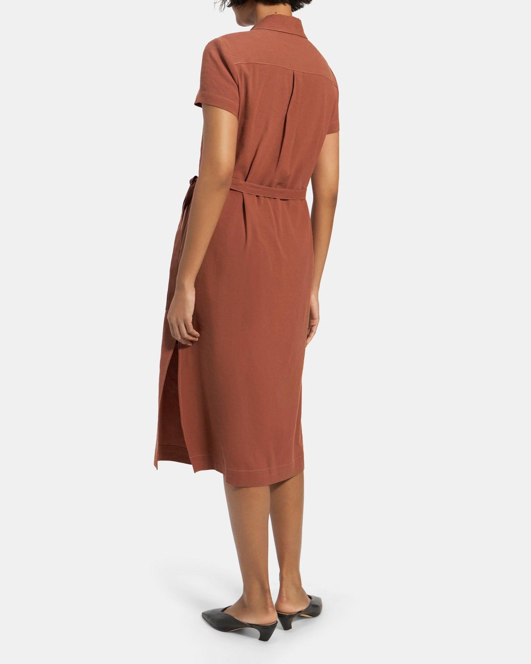 Short-Sleeve Shirt Dress in Linen Product Image