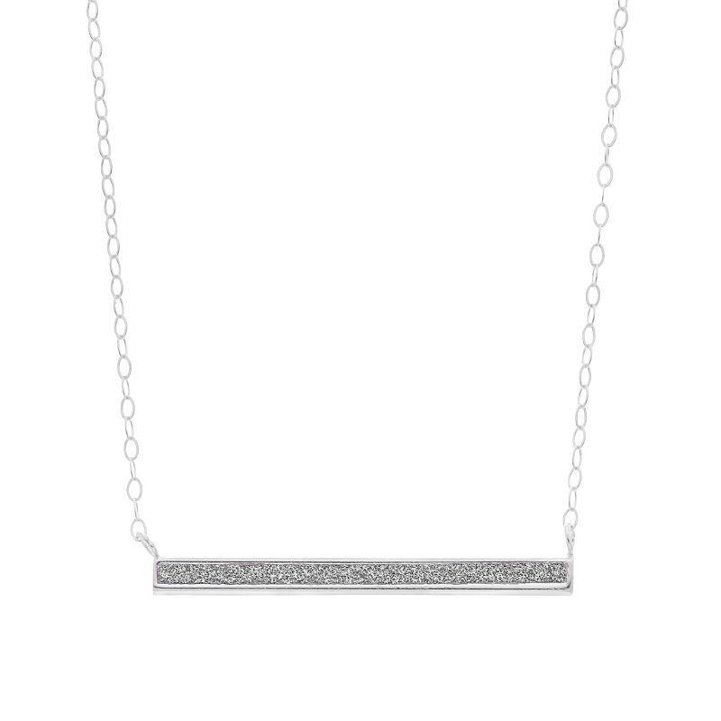 Aleure Precioso Sterling Silver Glitter Bar Necklace, Womens Product Image