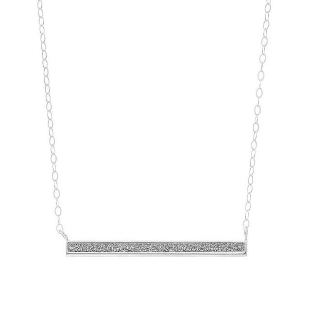 Aleure Precioso Sterling Silver Glitter Bar Necklace, Womens Product Image