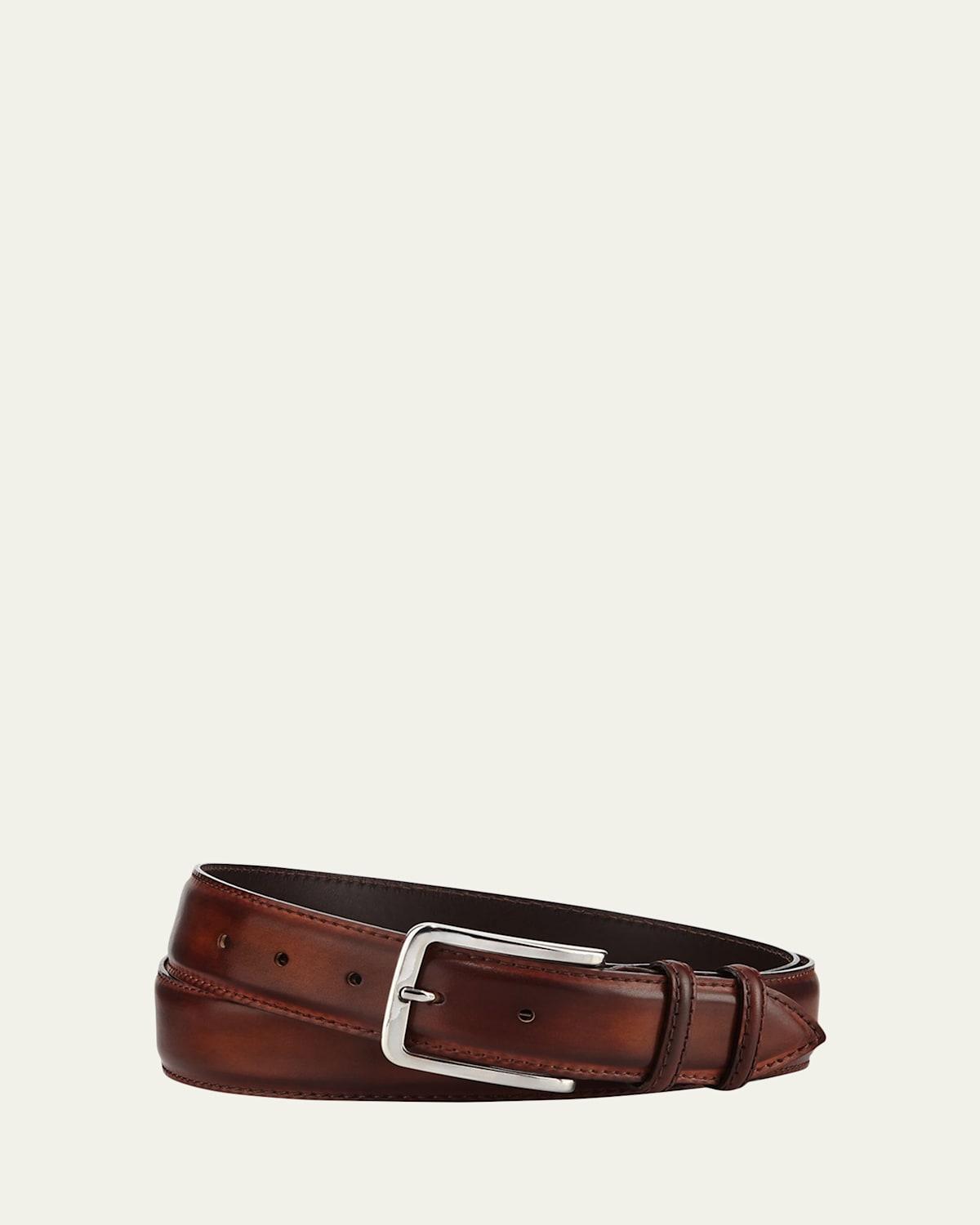 Mens 35mm Burnished Leather Belt Product Image