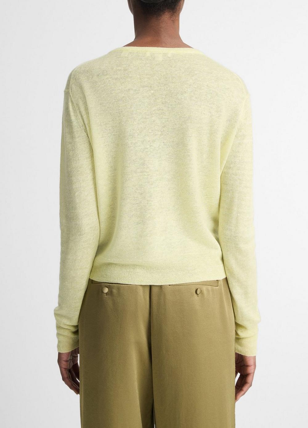 Tissue-Weight Linen-Blend Crew Neck Sweater Product Image