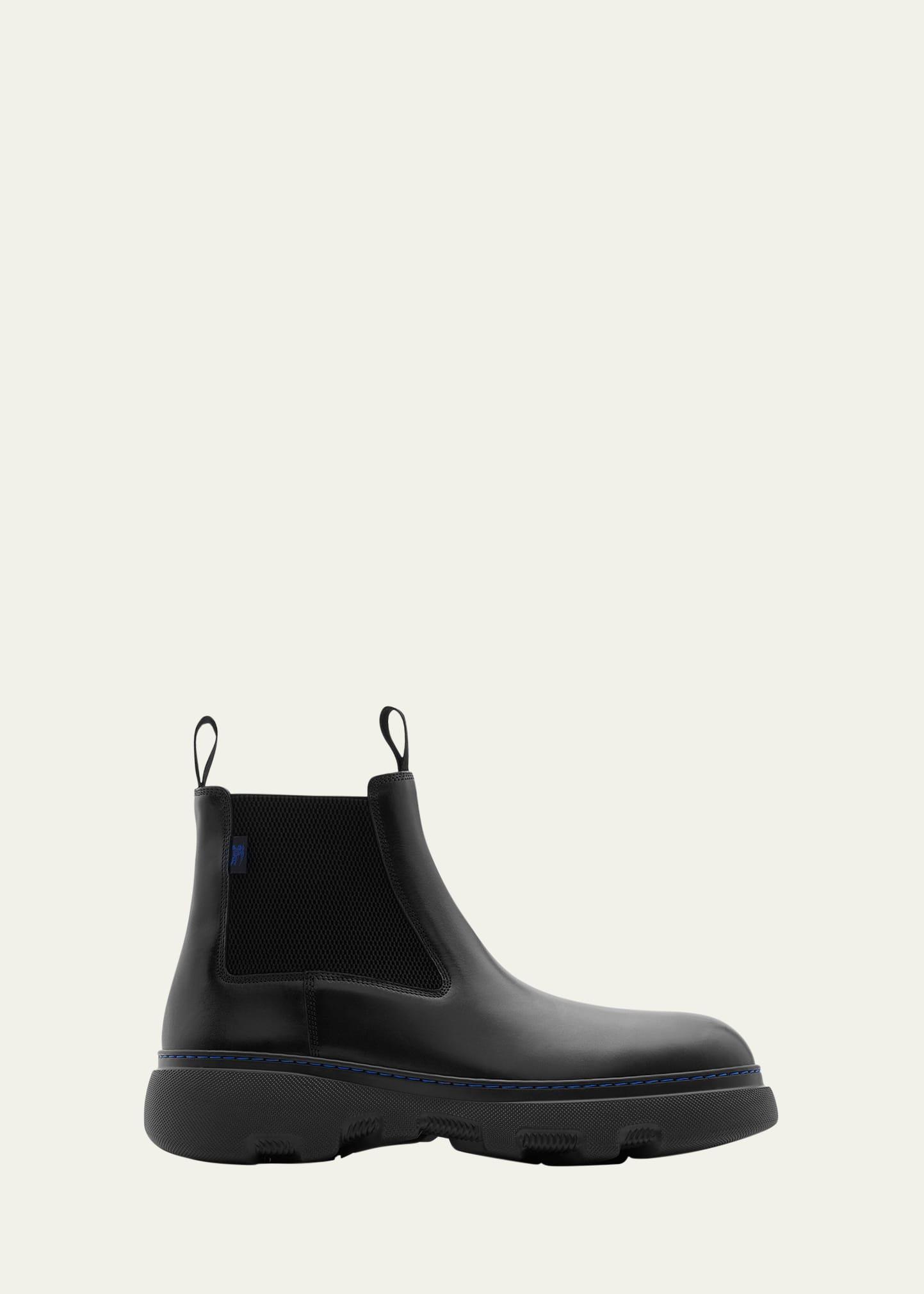 BURBERRY Leather Creeper Low Chelsea Boots In Black Product Image