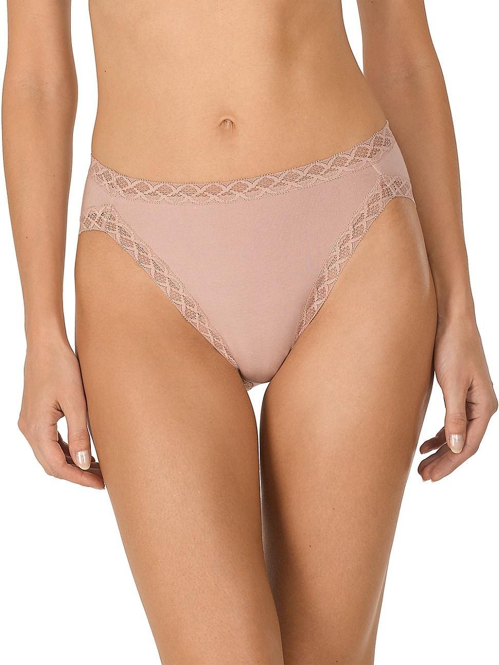 Natori Bliss Lace-Trim Cotton French-Cut Brief Underwear 152058 Product Image