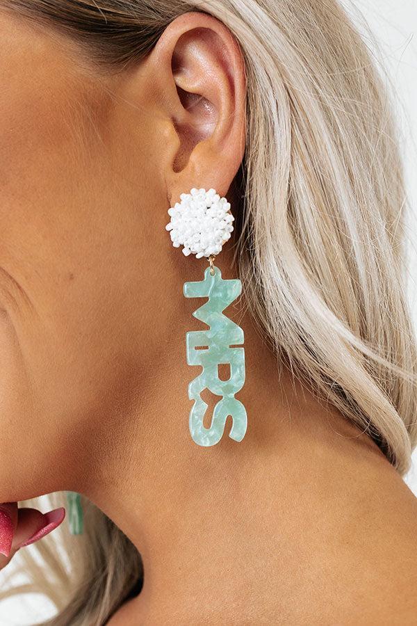 I Am The Mrs. Earrings In Ocean Wave Product Image