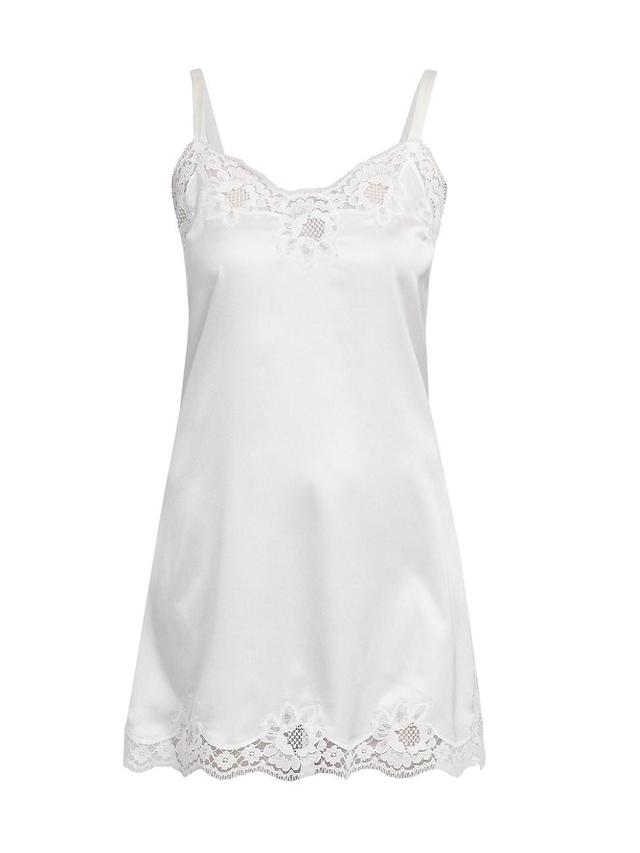 Womens Lace-Trimmed Silk Satin Nightgown Product Image