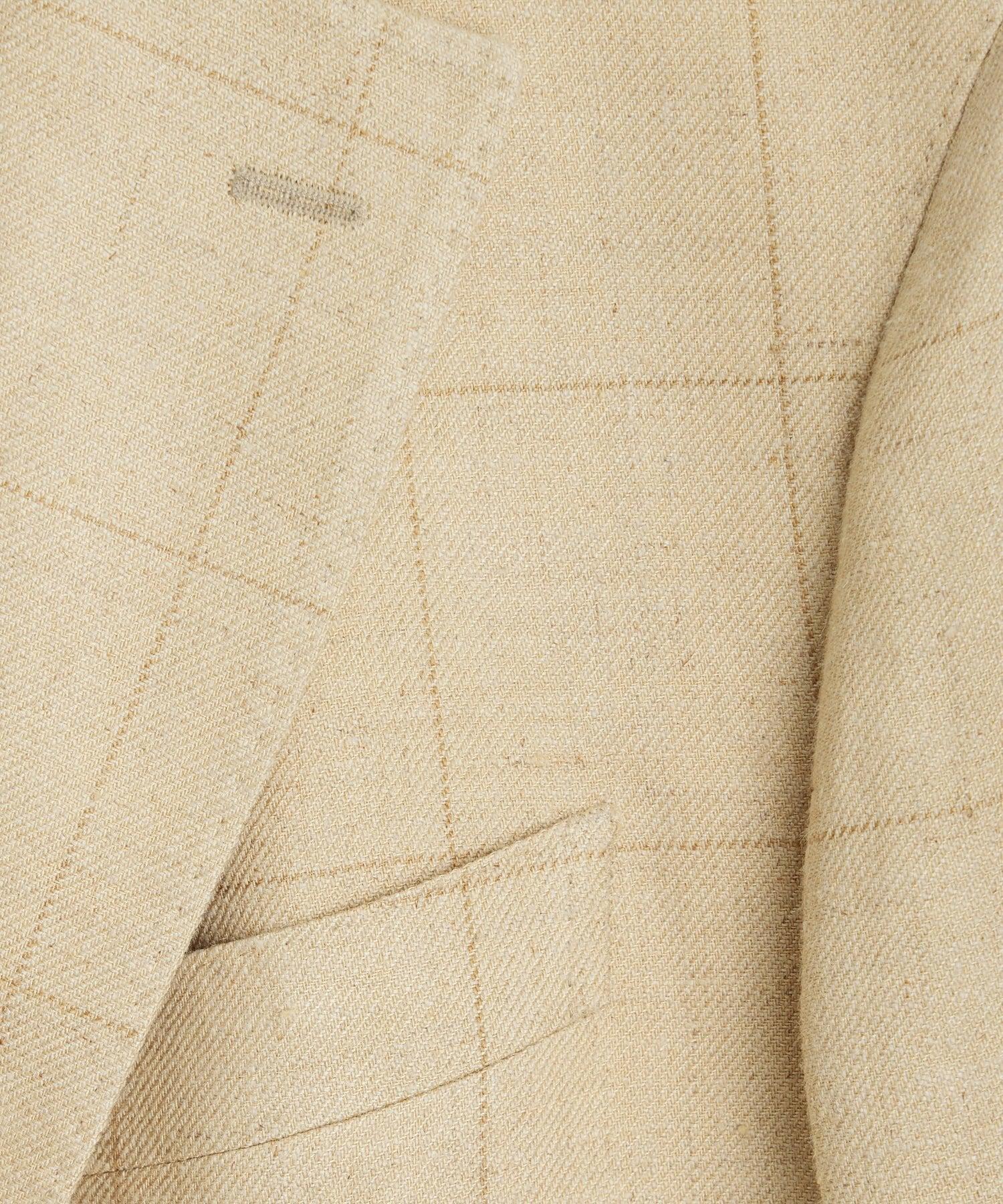 Italian Silk Linen Sport Coat in Tan Windowpane Product Image