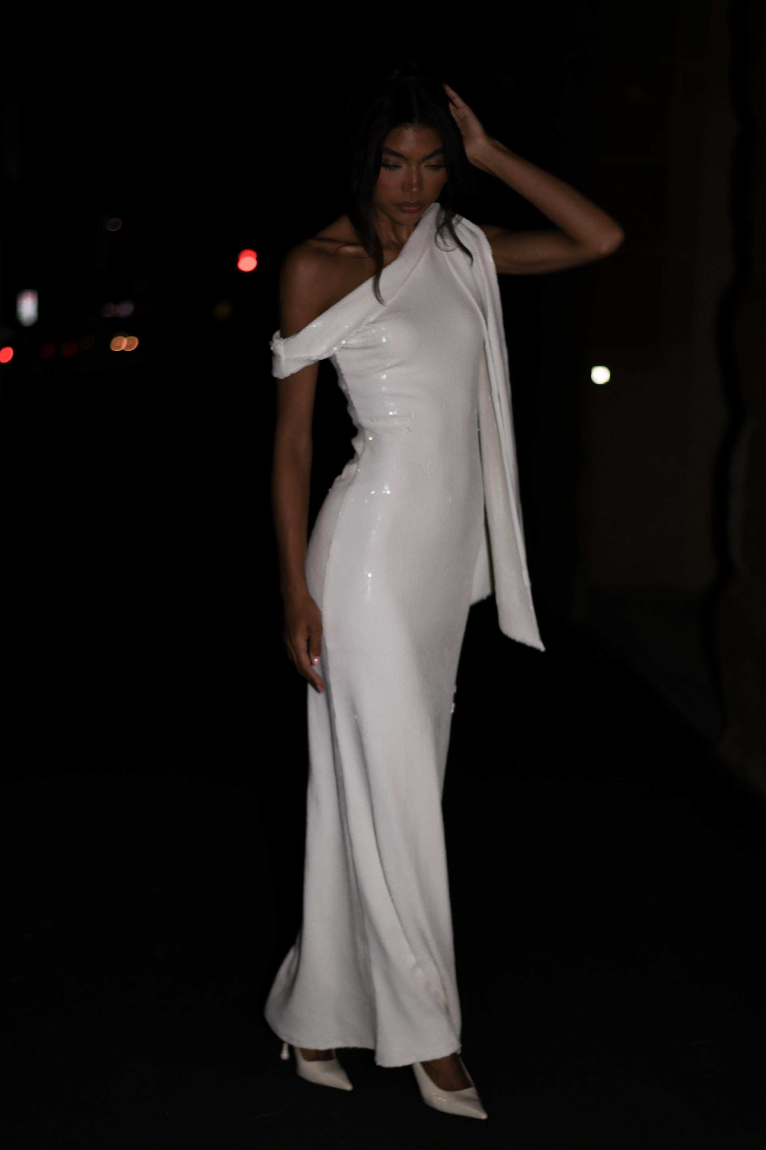 Catarina Sequin Maxi Dress - White Product Image