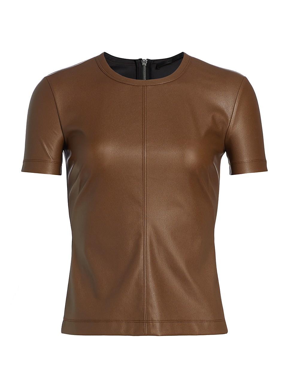 Womens Faux-Leather Fitted T-Shirt product image