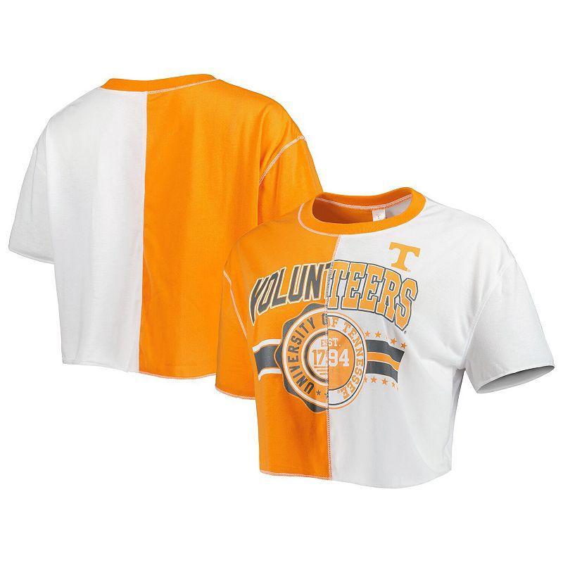 Womens ZooZatz Orange/White Tennessee Volunteers Colorblock Cropped T-Shirt Product Image