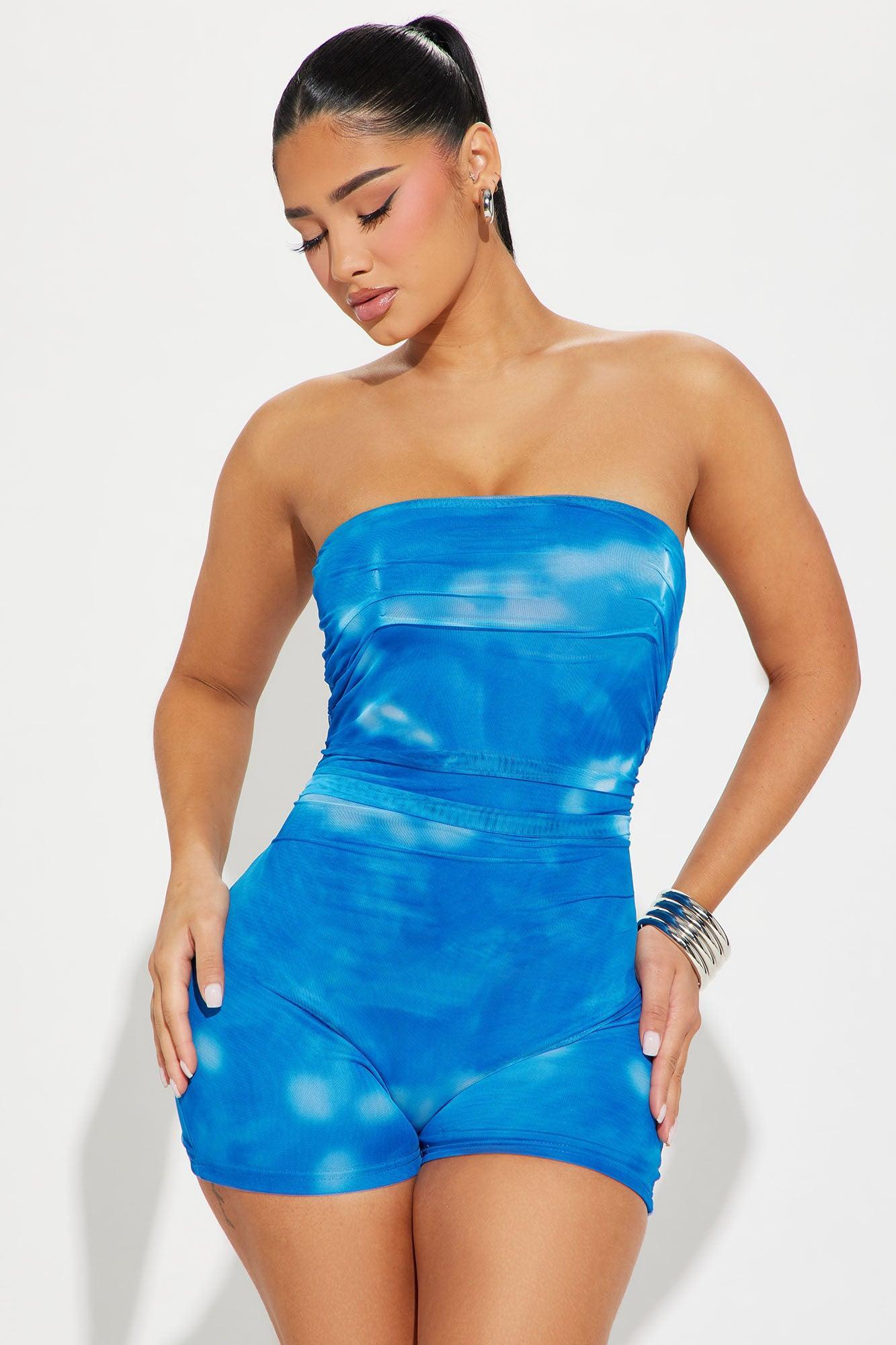 Latest Lover Mesh Romper - Blue/combo Product Image