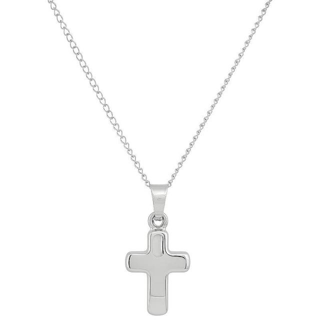 14k White Gold Curb Chain Tiny Cross Pendant Necklace, Womens Product Image