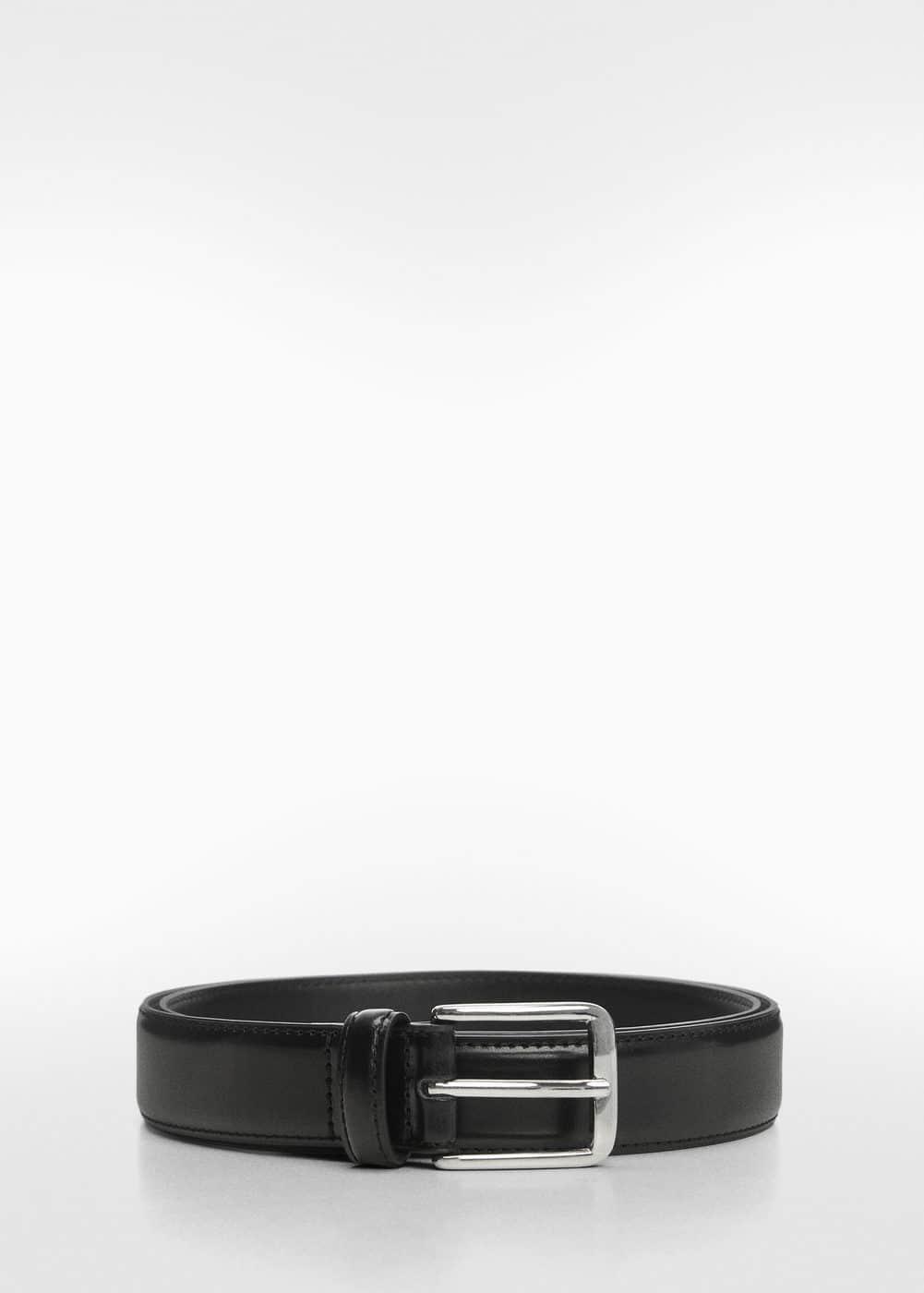 MANGO MAN - Leather belt blackMen Product Image