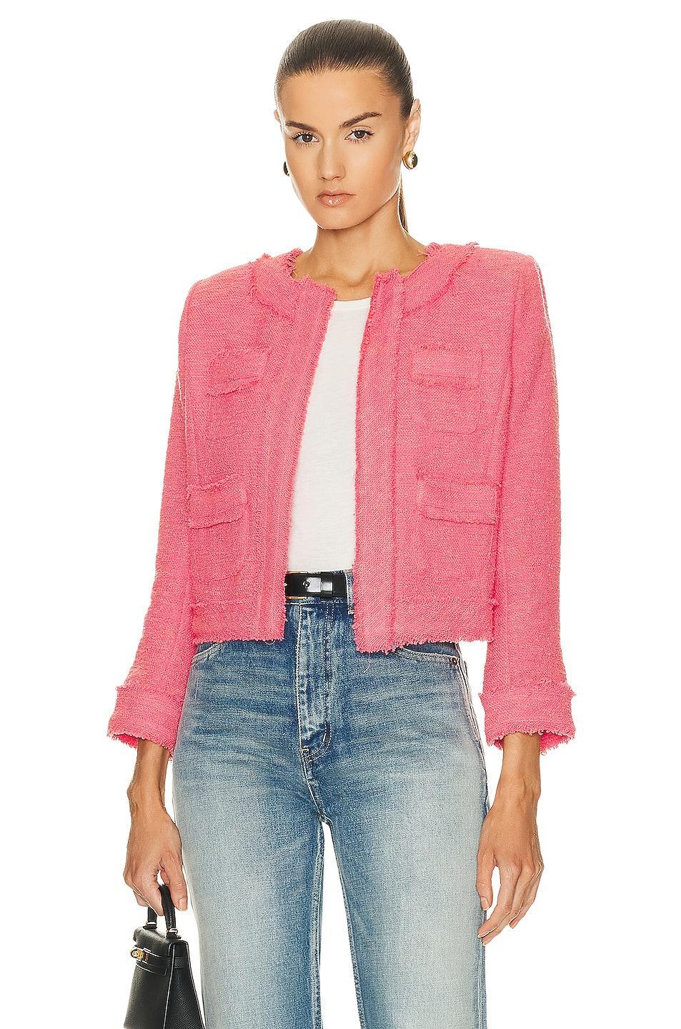 L'AGENCE Keaton Jacket with Fringe Rose. (also in ). Product Image