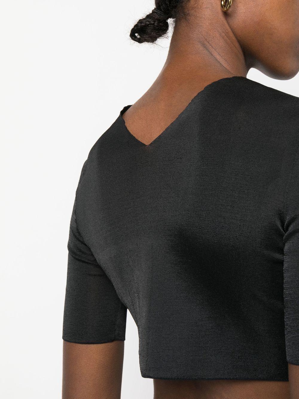 Cropped Short-sleeve Top In Black Product Image