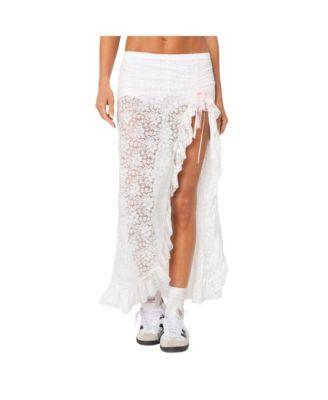 Edikted Womens Ruffled Sheer Lace Maxi Skort Product Image