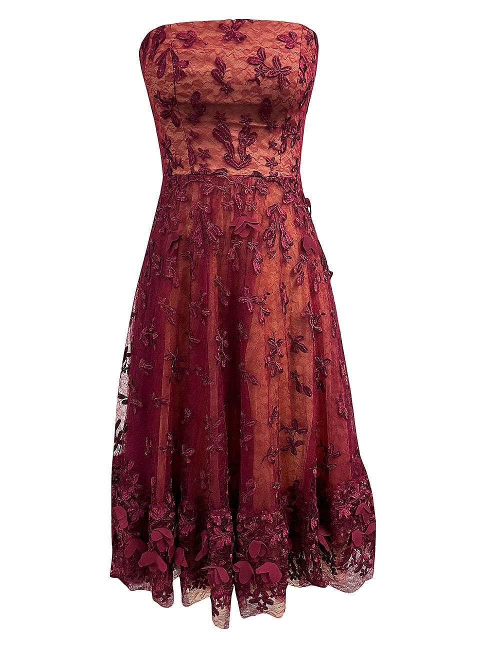 Womens Kailyn Floral-Embroidered Fit-And-Flare Midi-Dress Product Image