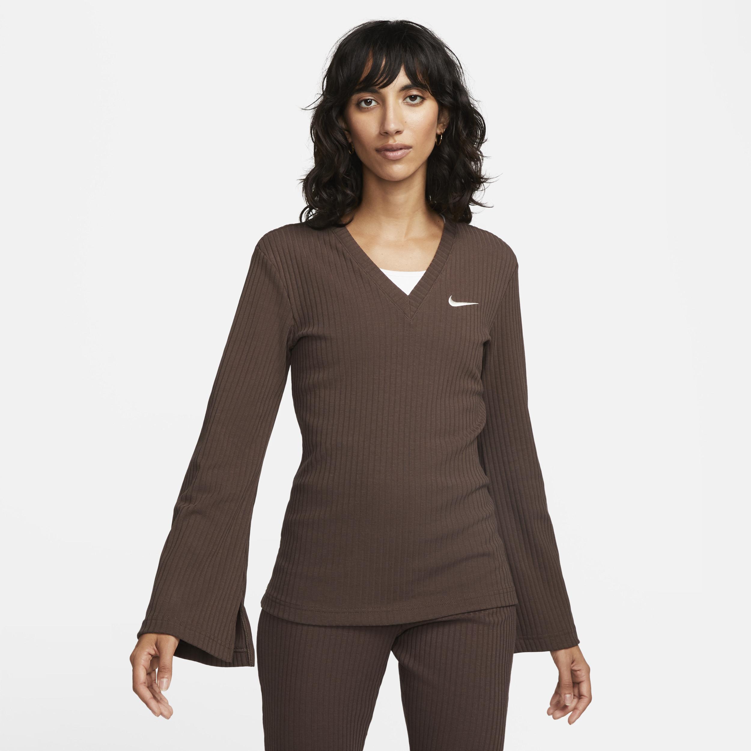 Womens Nike Sportswear Ribbed Jersey Long-Sleeve V-Neck Top product image