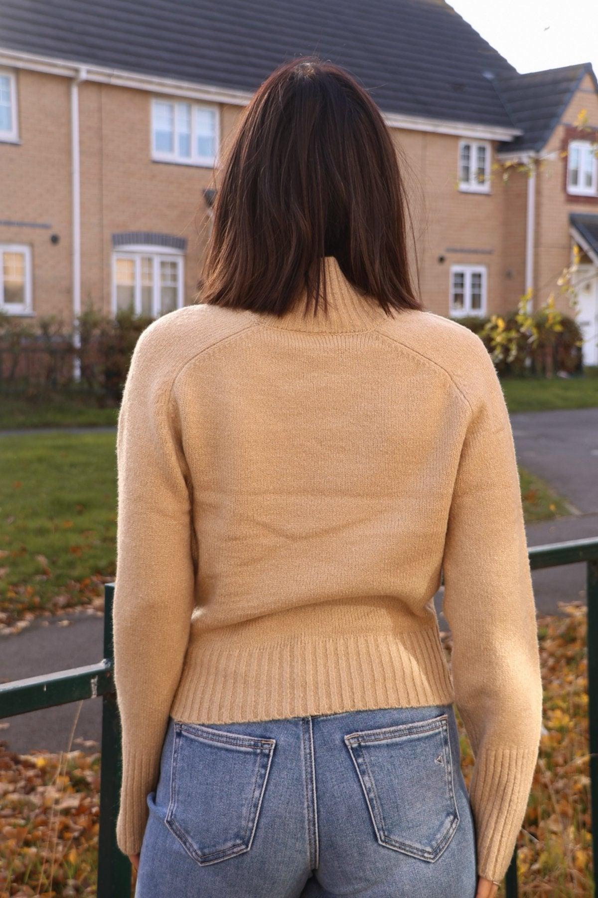 Noel Mock Neck Sweater - Dark Taupe Product Image