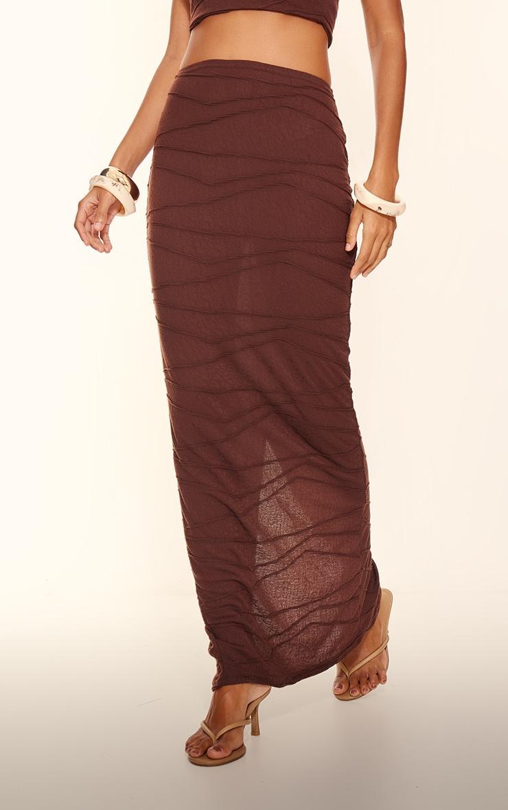 Chocolate Textured Maxi Skirt Product Image