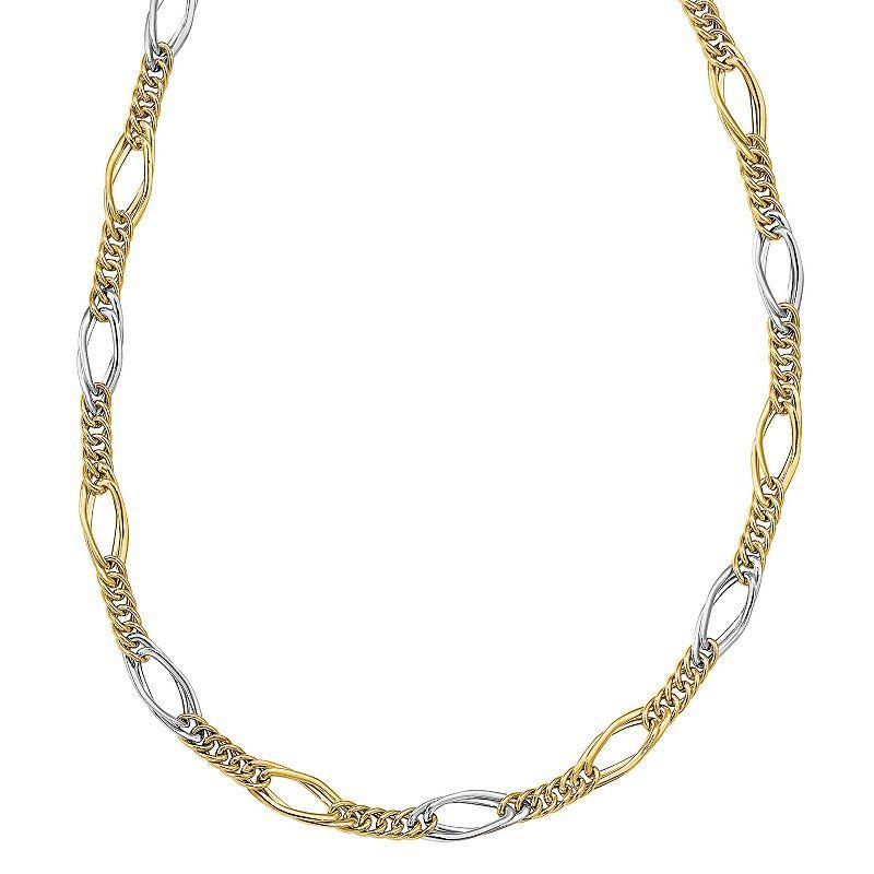 14k Gold Fancy Link Necklace, Womens 14k 2 Tone Product Image