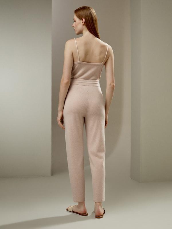 Pegged Cashmere Pants with Drawstrings Product Image