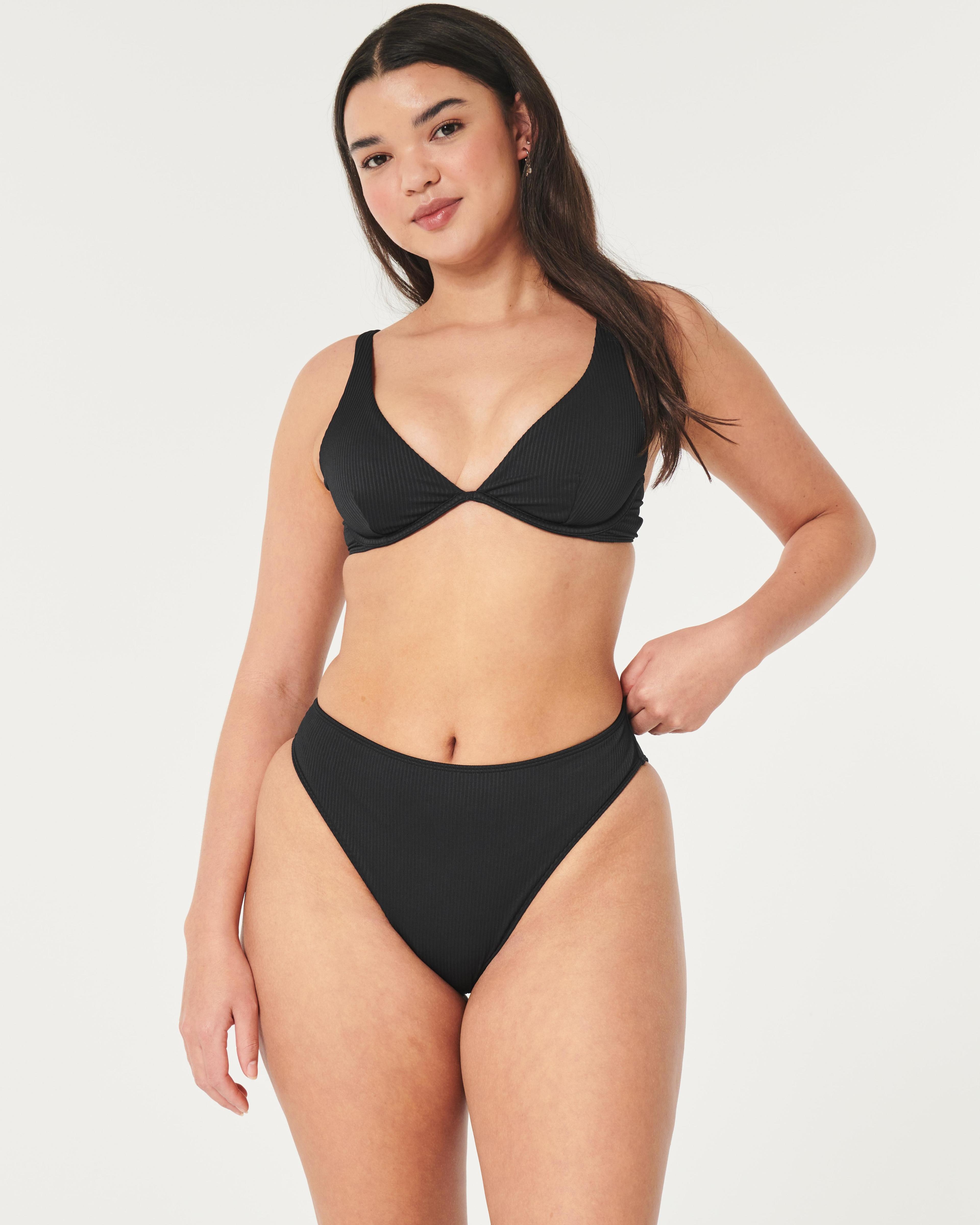 Curvy High-Leg High-Waist Ribbed Cheeky Bikini Bottom Product Image