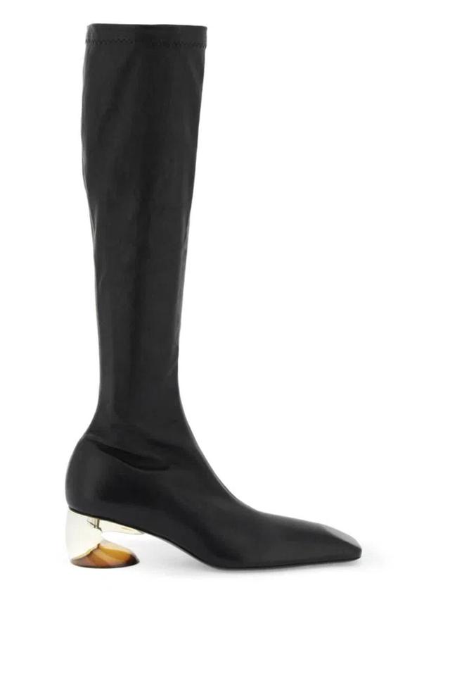 Stretch Leather Boots In Black Product Image