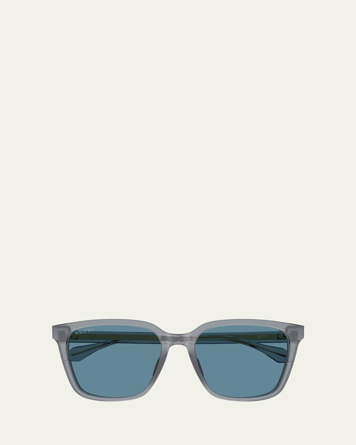 Gucci Men's Temple-Logo Rectangle Sunglasses - SHINY BLACK Product Image