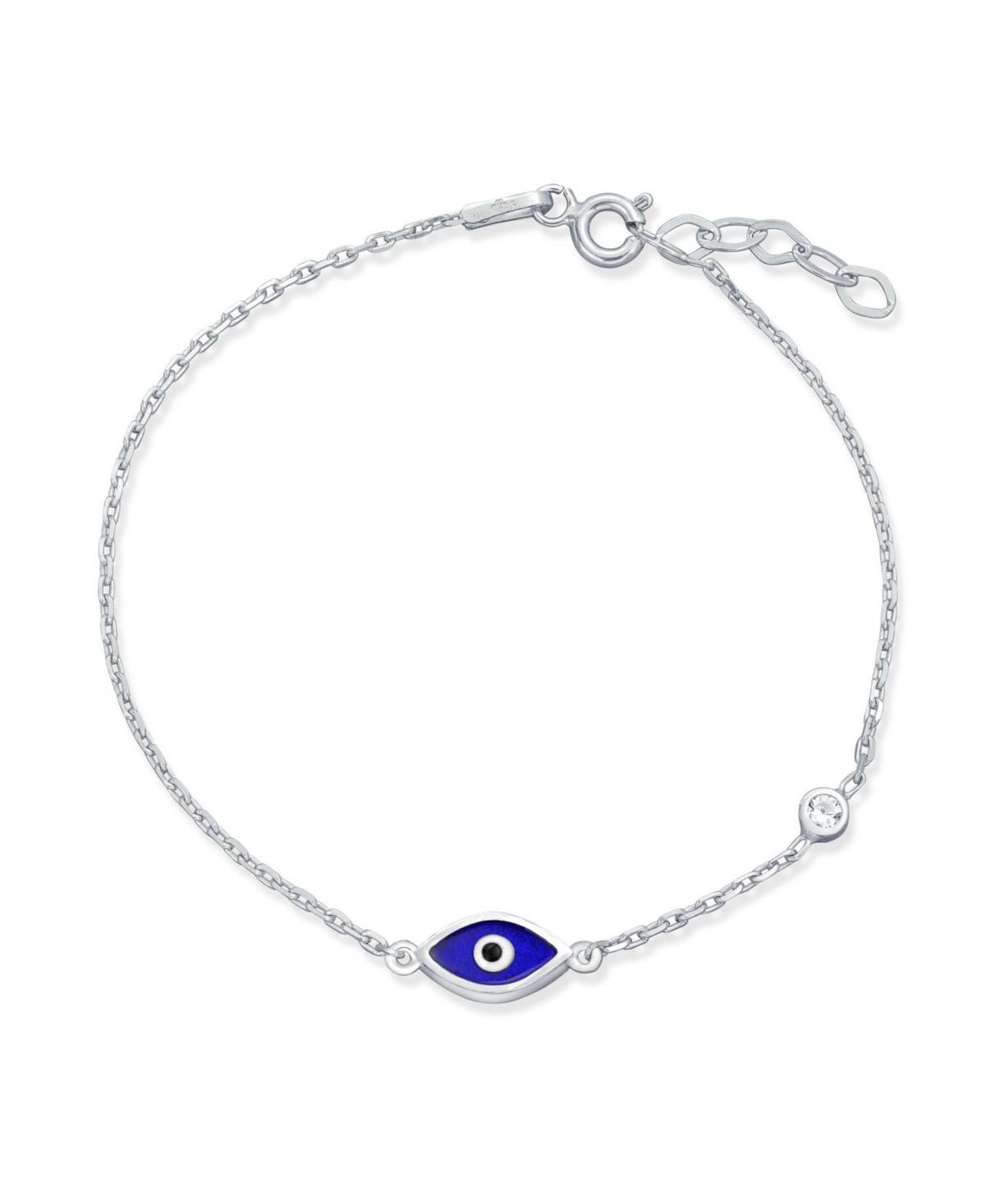 Bling Jewelry Turkish Minimalist Simple Evil Eye Charm Bracelet For For Women Accent Cubic Zirconia Cz Sterling Silver Extender Product Image