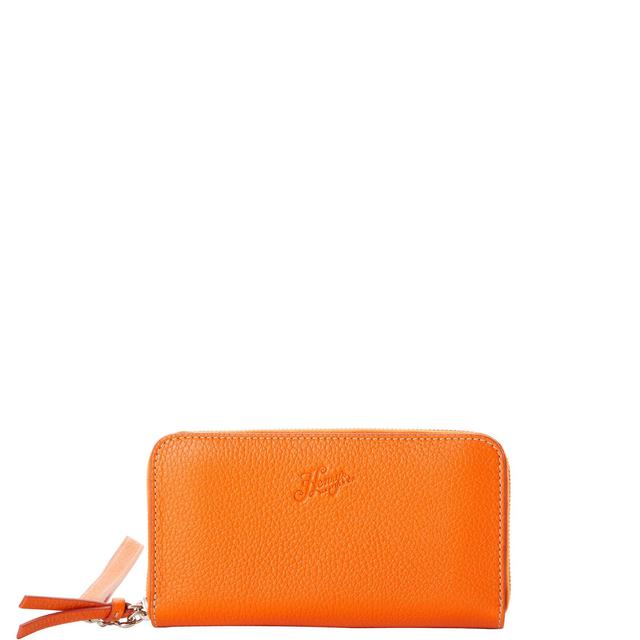 Dooney & Bourke Womens Henrys Medium Zip Around Leather Wristlet in Orange Product Image