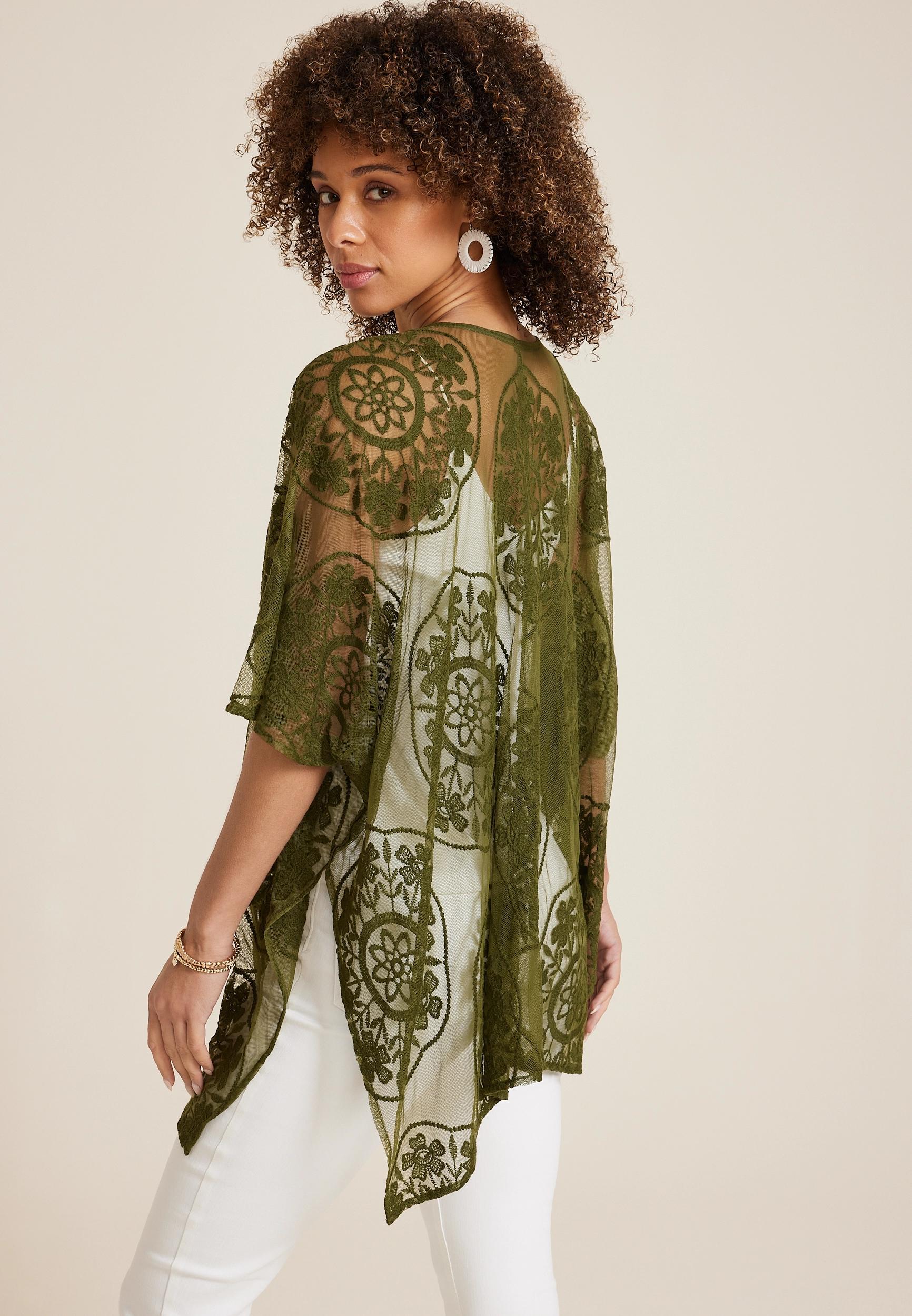 Mesh Embroidered Kimono Product Image