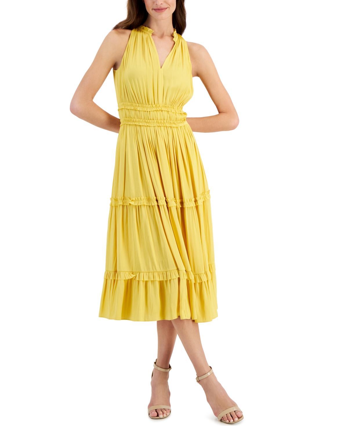 T Tahari Womens Sleeveless Tiered Midi Dress Product Image