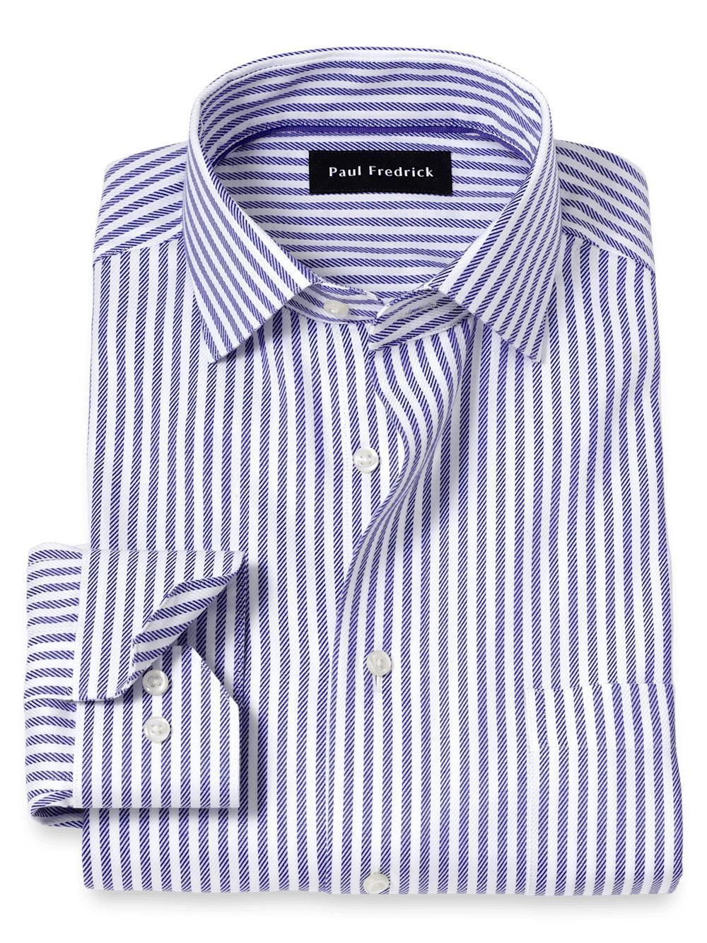 Comfort Stretch Non-Iron Stripe Dress Shirt - Purple Product Image