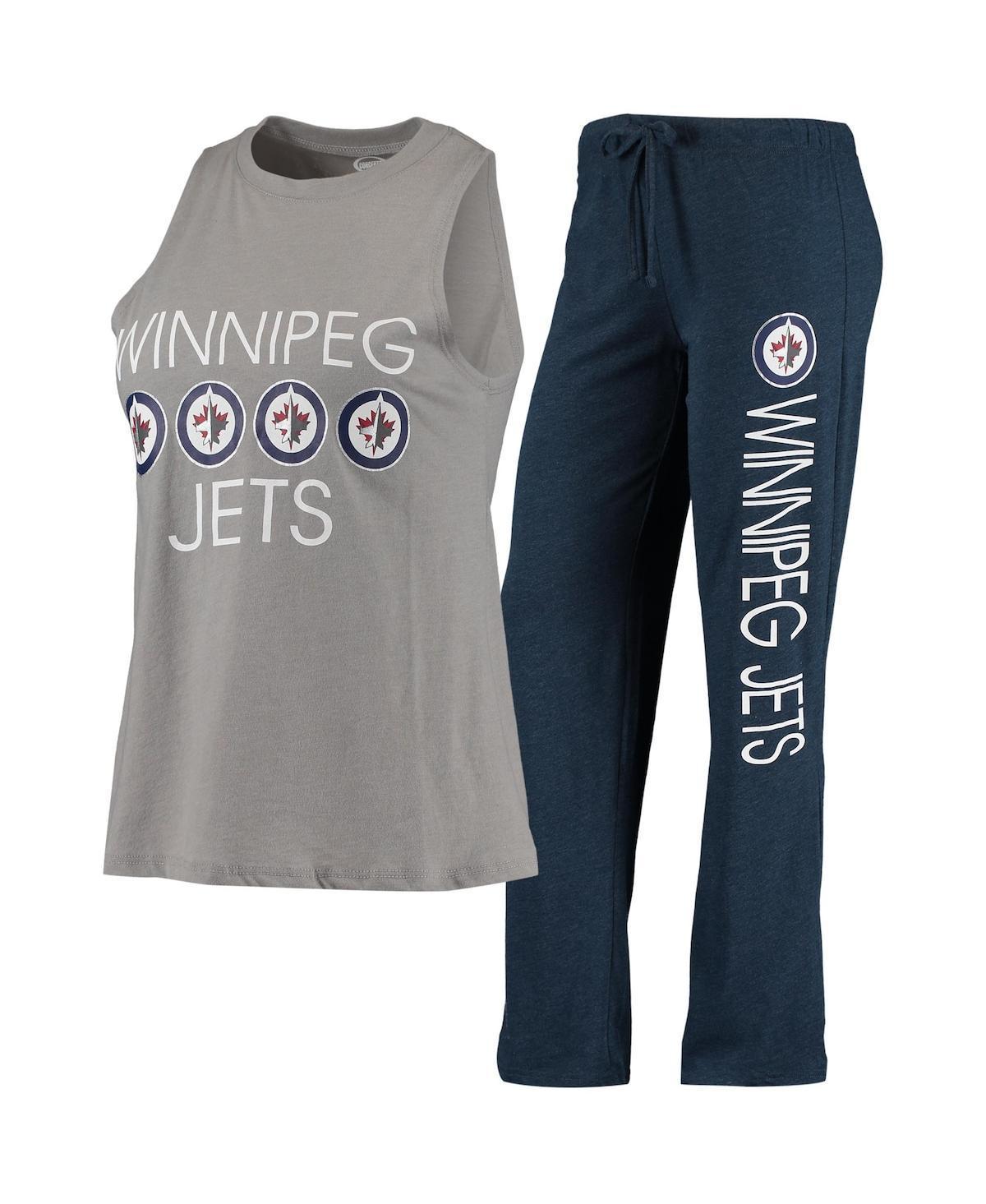 Womens Concepts Sport Gray/Navy Winnipeg Jets Meter Tank Top & Pants Sleep Set Product Image